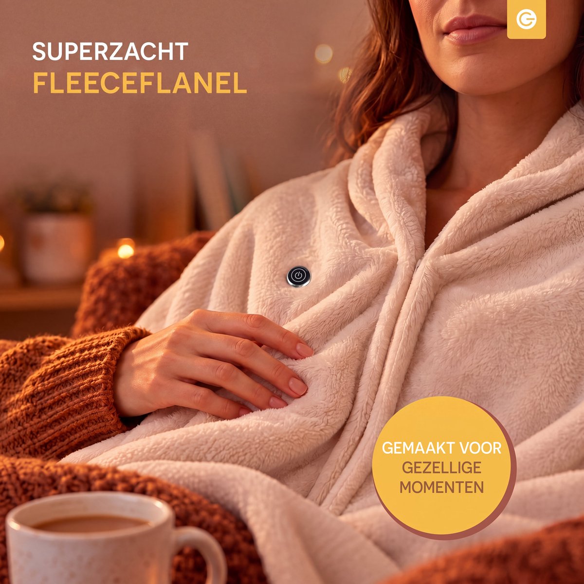 Verwarmde Hoodie Deken 25-40°C - Fleece Deken Hoodie 150x80cm - Blanket Hoodie met 3 Standen - Warmtedeken 1 Persoons - Warmte Poncho - Verwarmde Hoodie Dames en Heren - Hitte Deken - Hoodie Dekens voor Kinderen & Volwassenen - Beige - Silvergear thumbnail 6