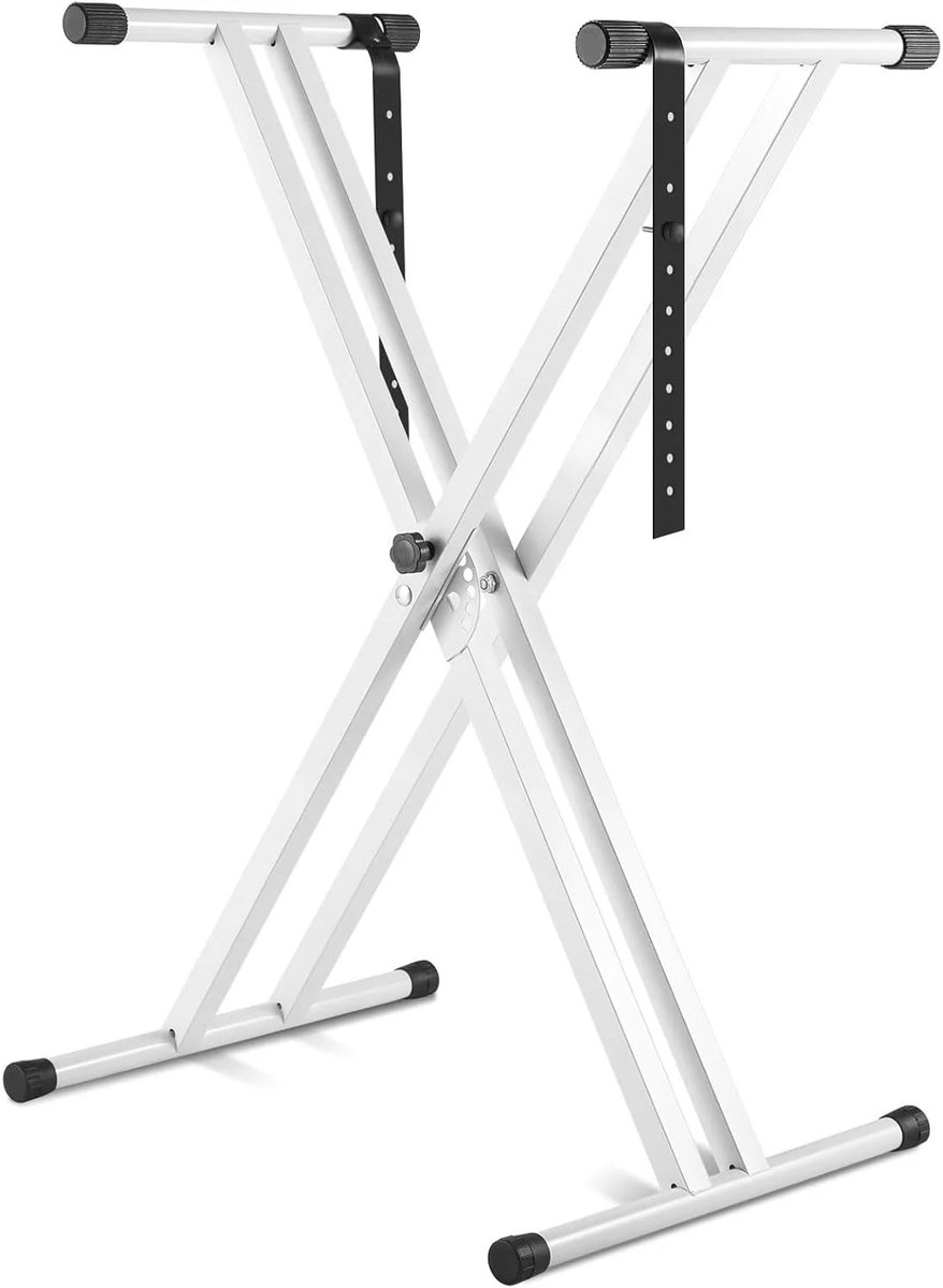 Nyoz verstelbare keyboardstandaard - Keyboard standaard - X-frame - Tot 30 kg - Opvouwbaar - Antislip - 61-99 cm - Wit - Stevig