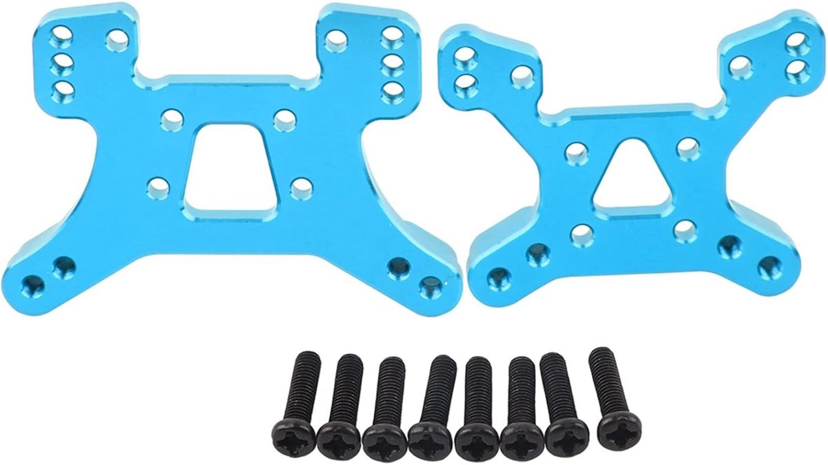 Hoogwaardige Schokdemperplaatset voor en Achter voor 144001 1/14 RC-auto, Uitstekende Afwerking, Aluminiumlegering Rood Blauw, 1 Set voor RC-hobbyisten (Blauw)