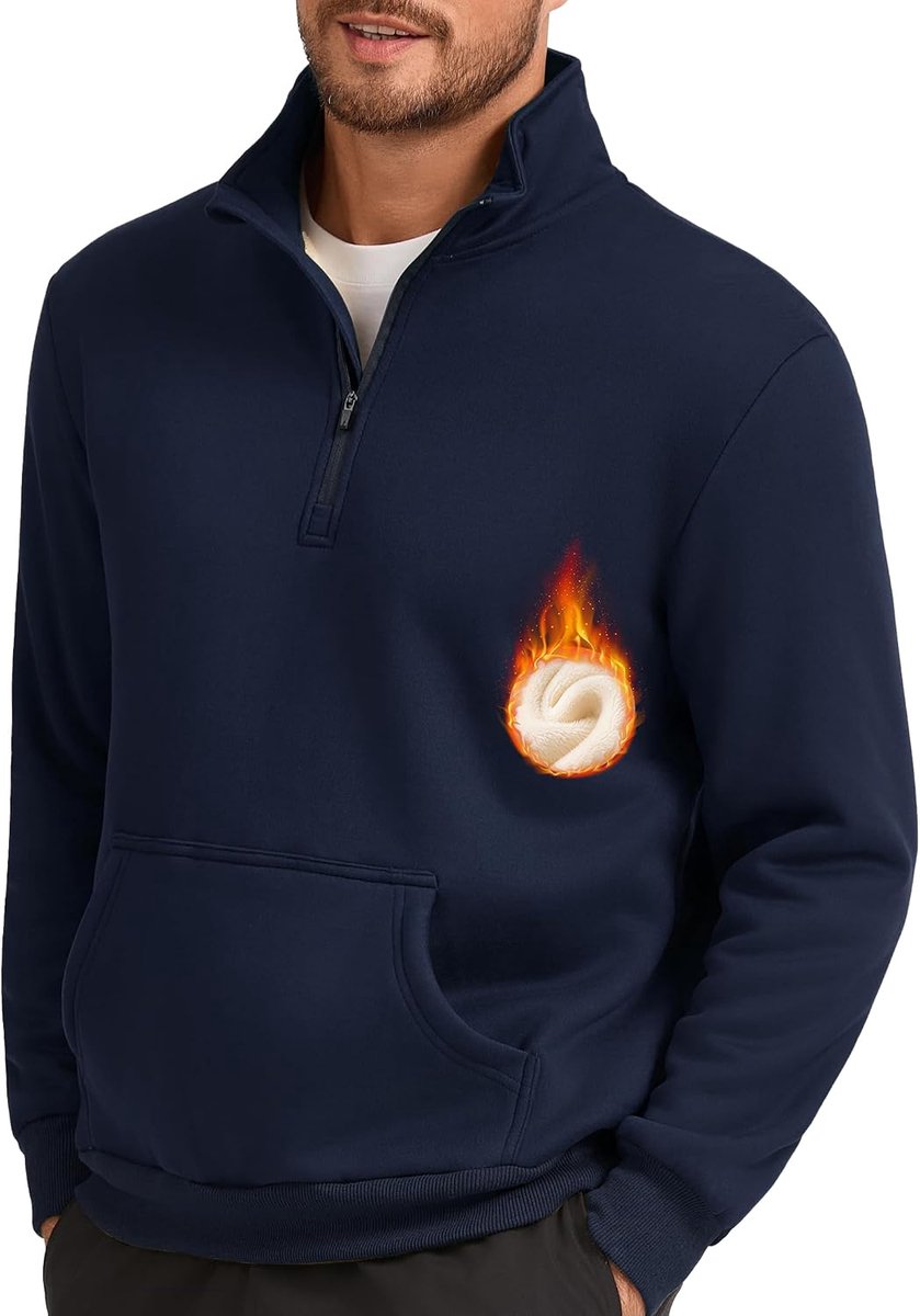 Fleece gevoerd sweatshirt met halve rits winter warme trui