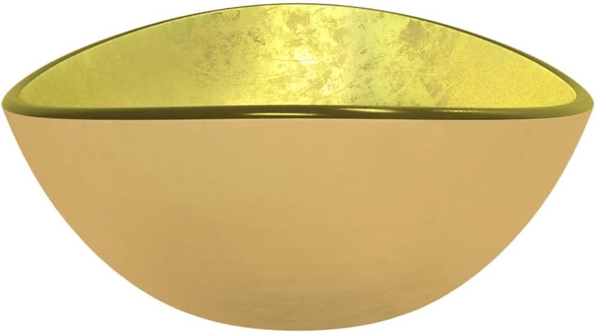 Wastafel Badkamer, Wastafel Wasruimte, Damestoilet, Toilet Wastafelkom voor Wastafelkast, Gehard Glas Transparant (Goud)