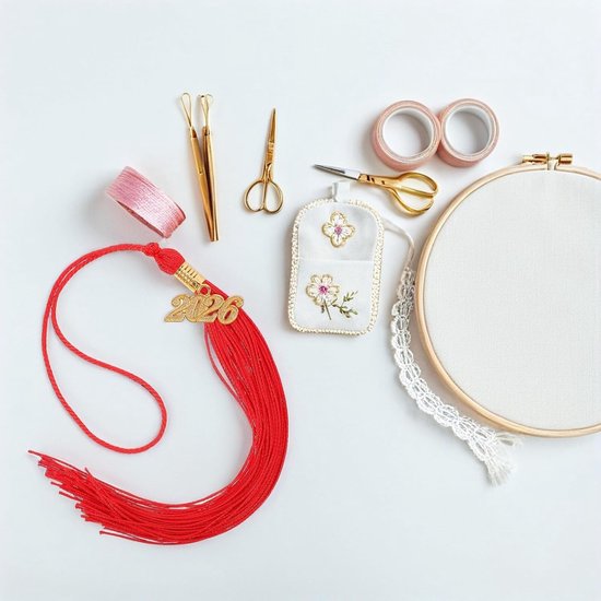 10 Stuks Afstudeerkap kwastje hanger Decoratieve randhanger koeling decoratie afstuderen Tassel hanger Red — afbeelding 3