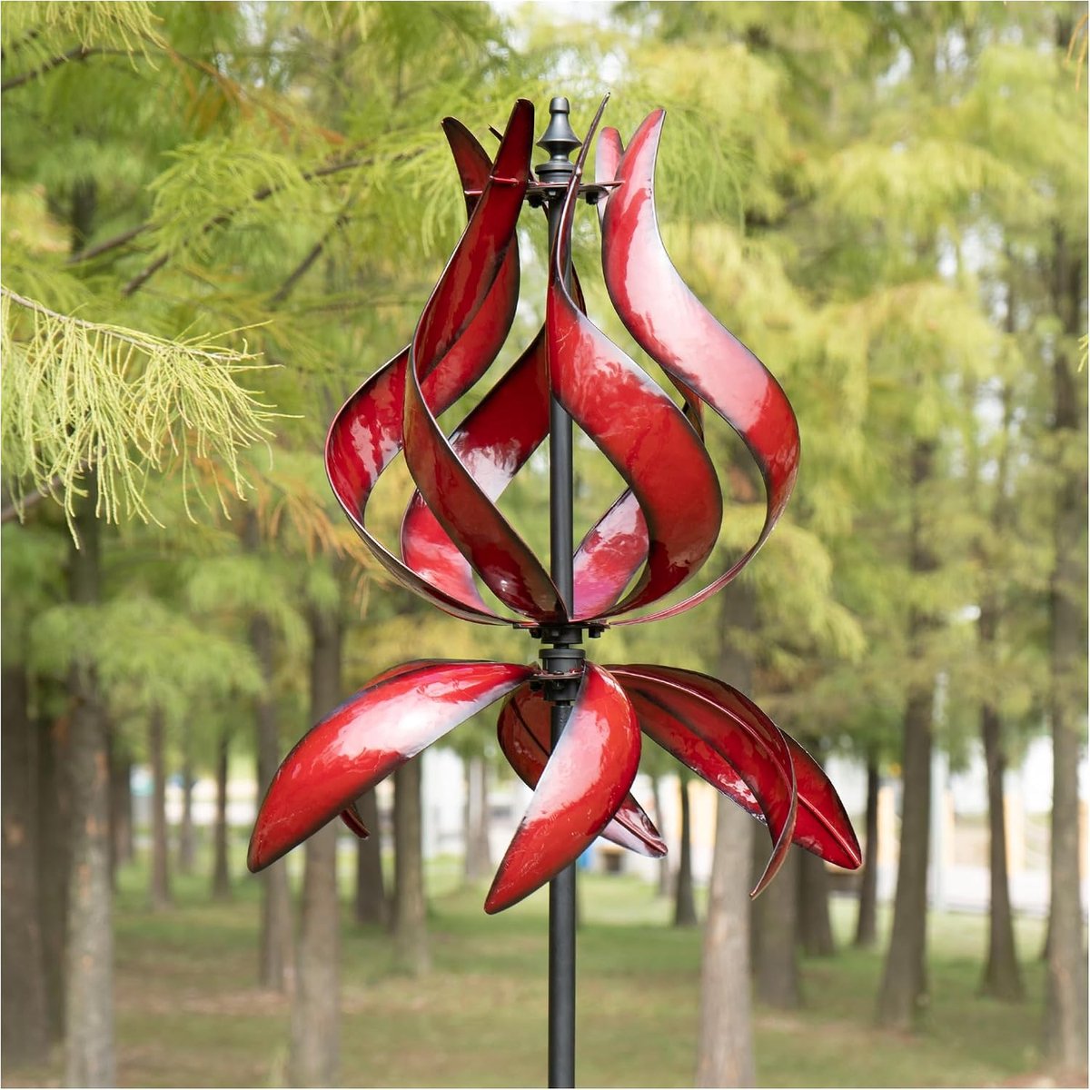 Windsculpturen Spinners, Tulpenornament Windmolen voor Buitentuin Gazon Tuindecoraties (19" B x 87"H)