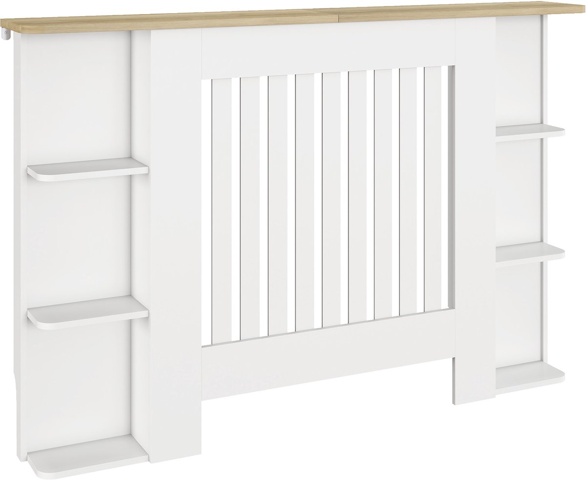 Radiatorbekleding- 112 x 19 x 81.5 cm- gelakt- ruitlamellen- wit