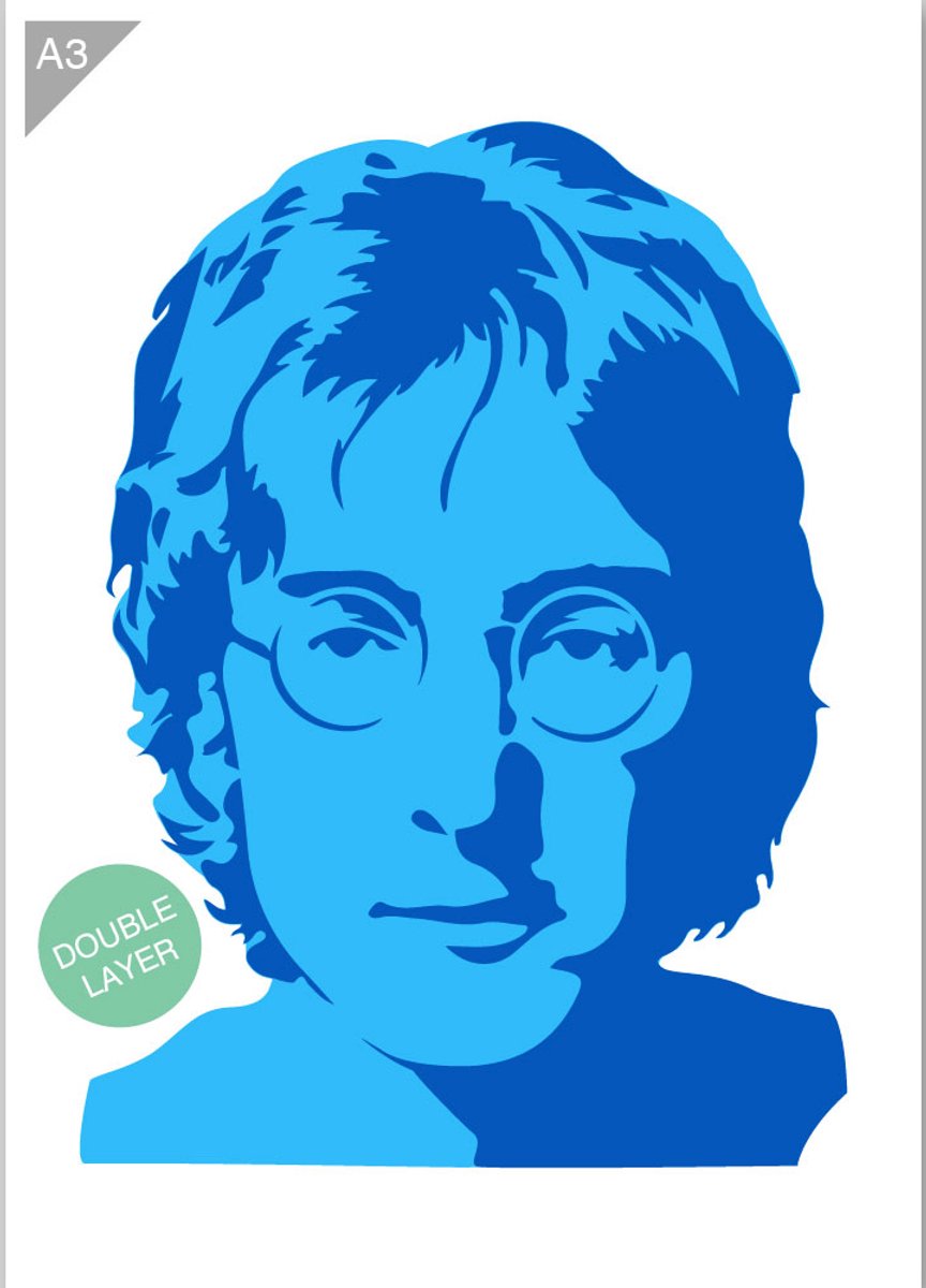 John Lennon sjabloon - 2 lagen kunststof A3 stencil - Kindvriendelijk sjabloon geschikt voor graffiti, airbrush, schilderen, muren, meubilair, taarten en andere doeleinden