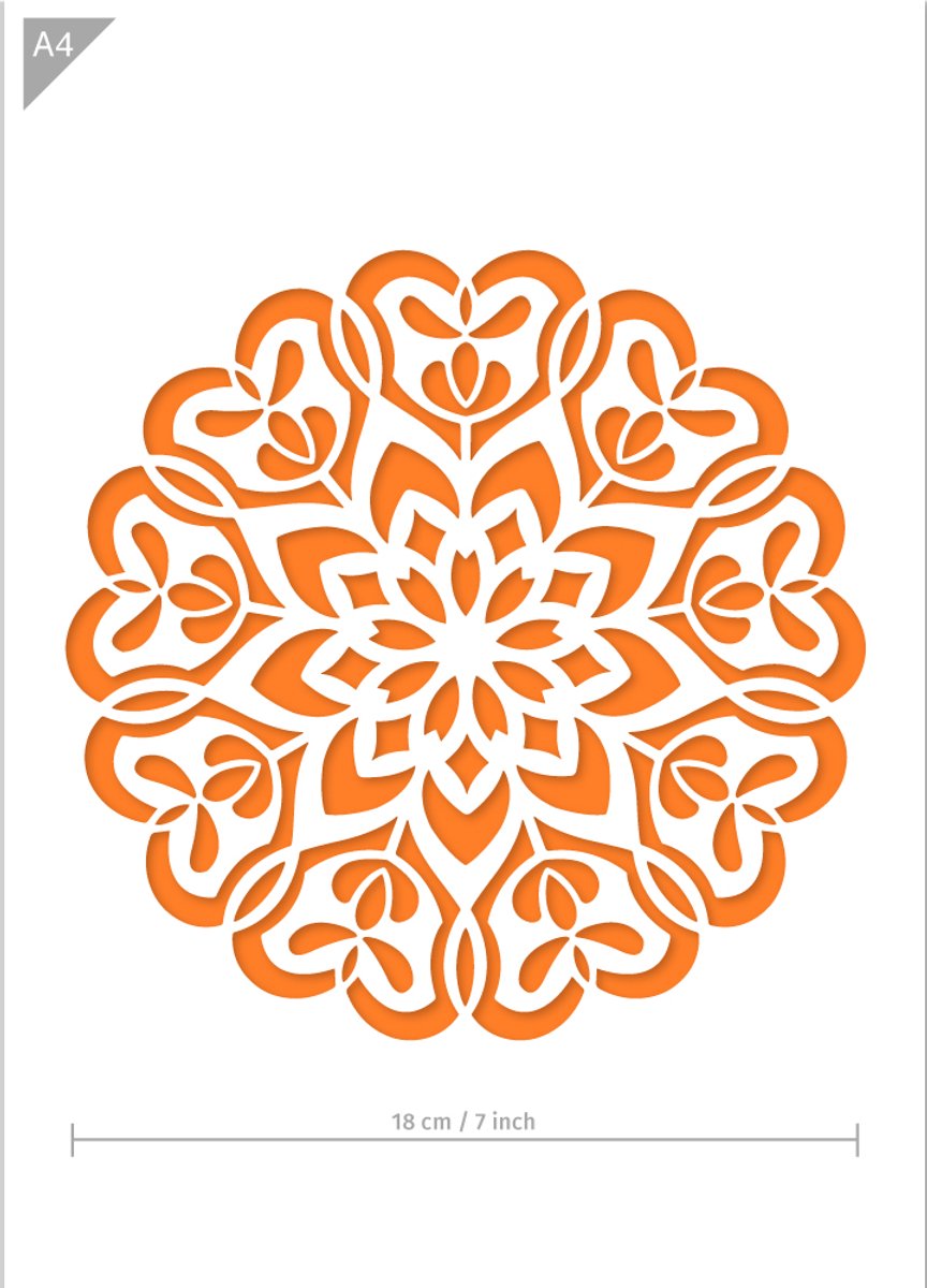QBIX Mandala Sjabloon A4 Formaat Kunststof - Uitsnede diameter 18cm