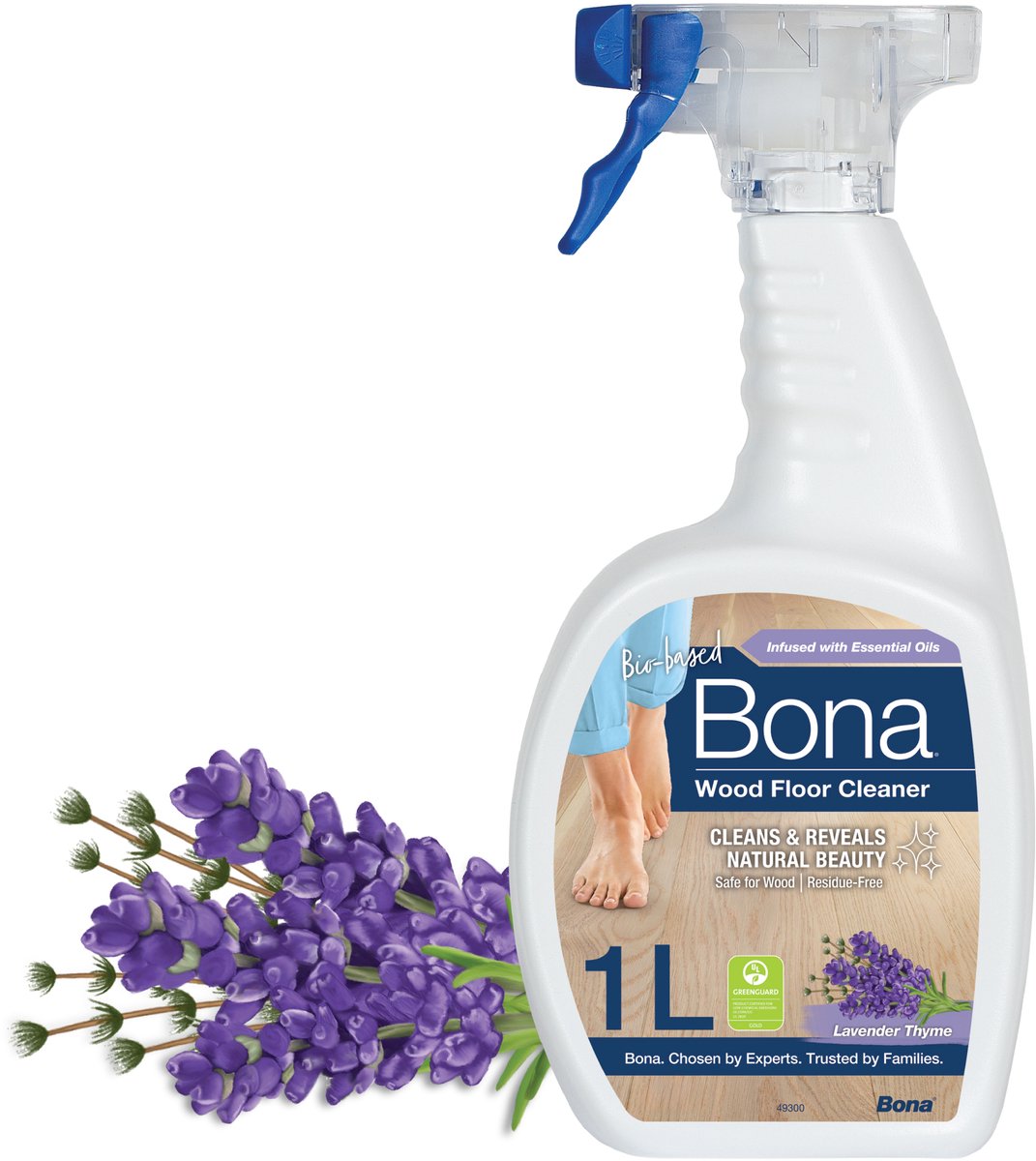 Bona Houten Vloer Reiniger - Spray 1 Liter - Frisse LavenderThyme Geur - Parketreiniger - Vloerreiniger - Droogt Snel - Gebruiksklaar
