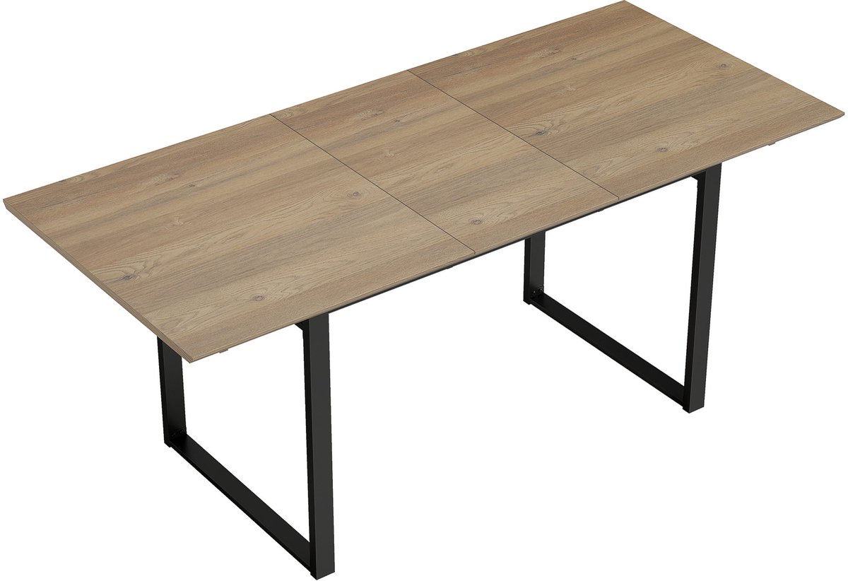 Homona Uitschuifbare eettafel - Voor 6-8 personen - 140-180 x 80 x 75 cm - Houtkleur en zwart