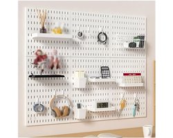Pegboard-opbergkit - Gereedschapspaneel - Voor werkplaatsorganisatie - Multifunctionele modules - 59 x 42 cm - Wit