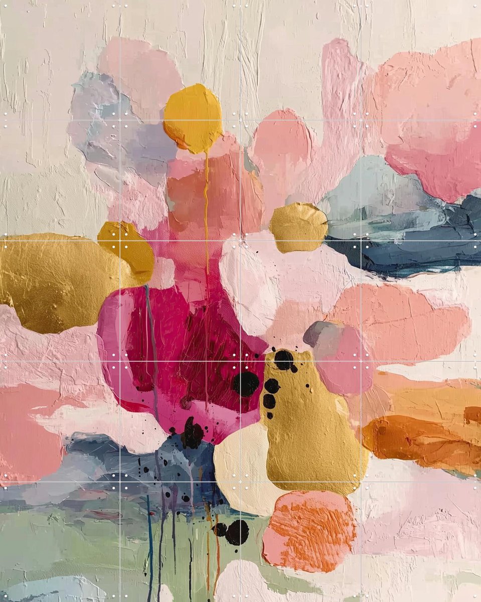 IXXI A Soft Pink Abstract, Branka Kodžoman - 80 x 100 cm - Gratis ophangtool - Grote wanddecoratie en posters - Speels, Kwaststreken, Kleurrijk