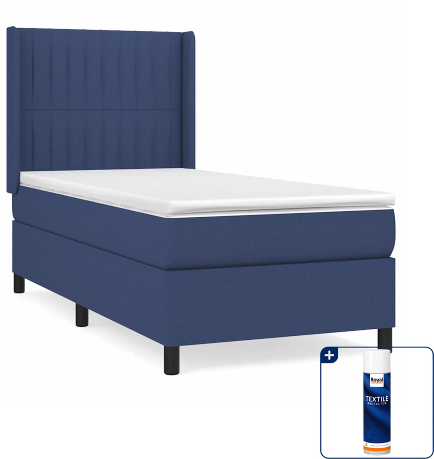 vidaXL boxspring met matras 80 x 200 cm - stof - blauw - Inclusief textielbeschermer 500 ml