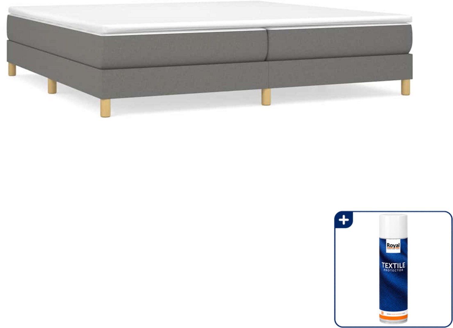 vidaXL boxspring bed - 200 x 200 cm - stof - donkergrijs - Inclusief textielbeschermer 500 ml Taupe
