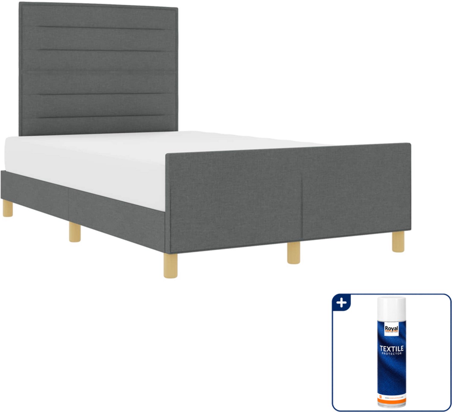 vidaXL Bedframe Queensize - 160 x 200 cm - donkergrijs - Inclusief textielbeschermer 500 ml