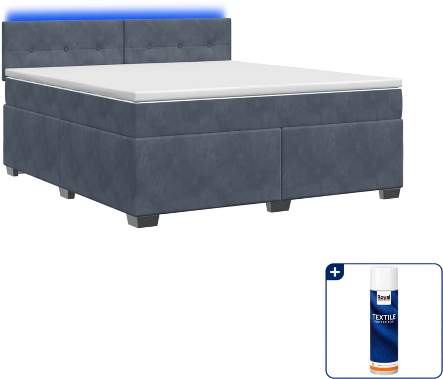 vidaXL Boxspring Kingsize - 180 x 200 cm - donkergrijs - Inclusief textielbeschermer 500 ml