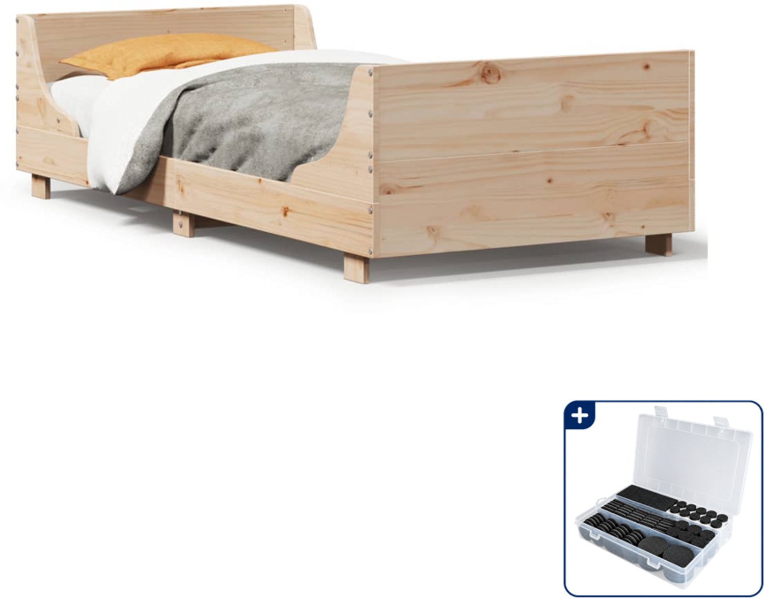 vidaXL bedframe - 75 x 190 cm - massief grenenhout - Inclusief antikrasvilt 177-delig Bruin