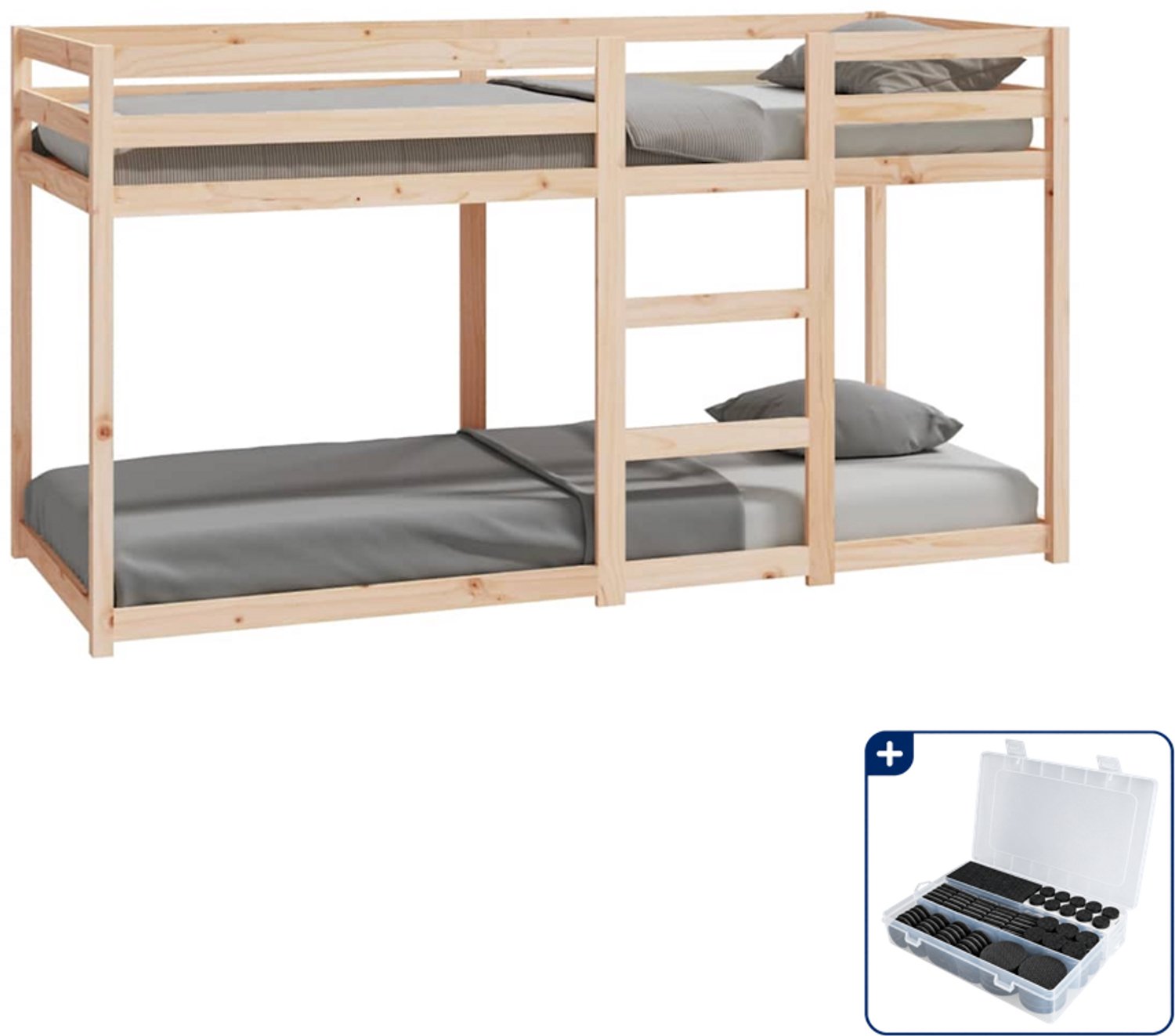 vidaXL stapelbed - 80 x 200 cm - massief grenenhout - Inclusief antikrasvilt 177-delig Bruin