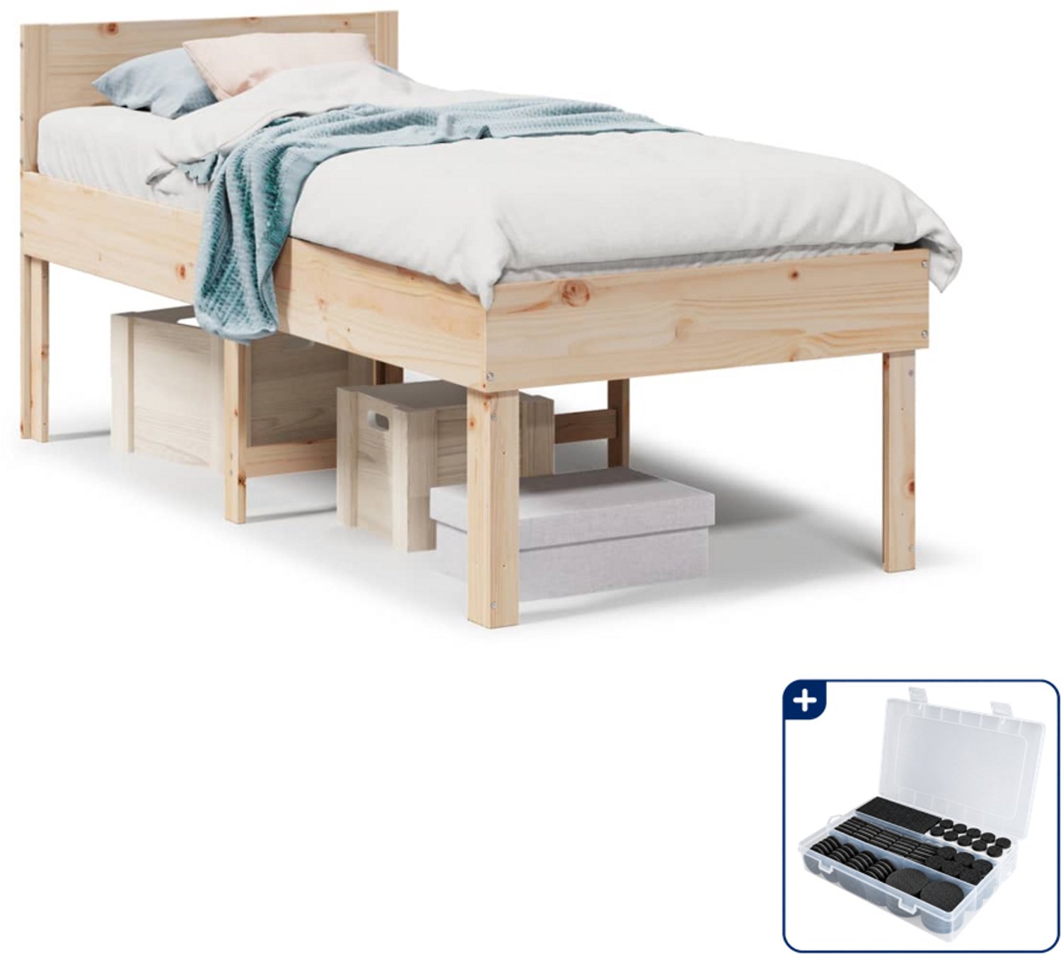vidaXL bedframe - 90 x 190 cm - massief grenenhout - Inclusief antikrasvilt 177-delig Bruin