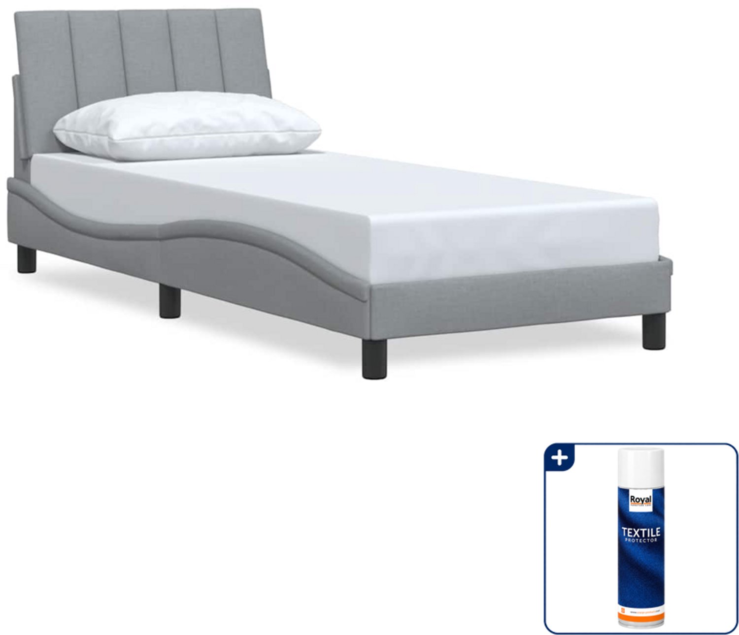 vidaXL bedframe Hanko - 90 x 200 cm - stof - lichtgrijs - Inclusief textielbeschermer 500 ml