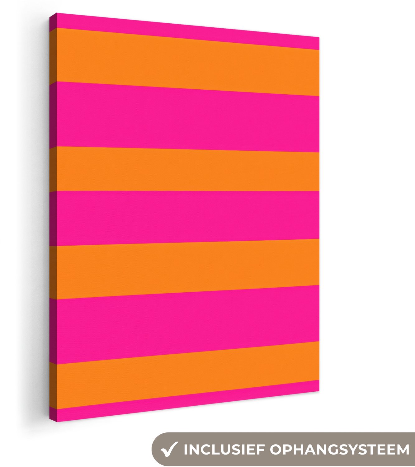 Canvas schilderij 60x80 cm - Exclusieve wanddecoratie Strepen - Horizontaal - Roze - Muurdecoratie woonkamer - Slaapkamer decoratie - Kamer accessoires - Schilderijen op canvas