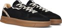 Zwarte Maruti sneakers met beige veters, crème details en luipaardprint op de hiel.