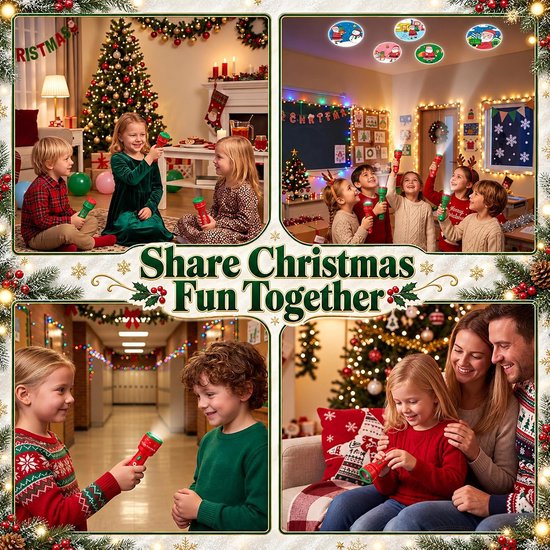 Kerst Projector Zaklamp - Met 3 Slides en 24 Afbeeldingen - Voor Kerstfeest, Goodiebag en Cadeau - Rood en Groen - 2 stuks van Huttutu — afbeelding 5