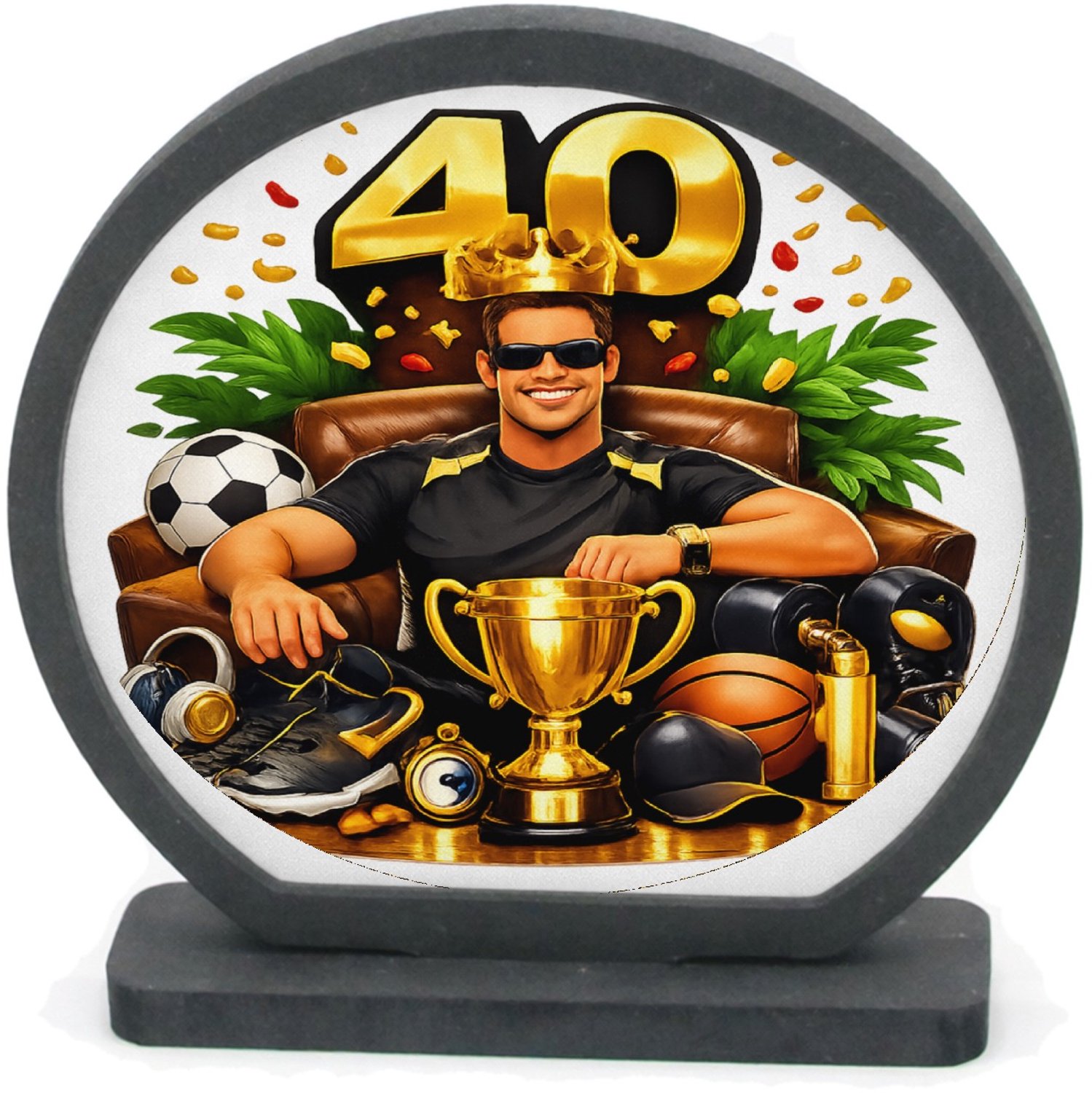 Mr Cadeautjes Houten fotolijst rond met MDF inleg - design Kampioen van het nieuwe decennium | cadeau Wit