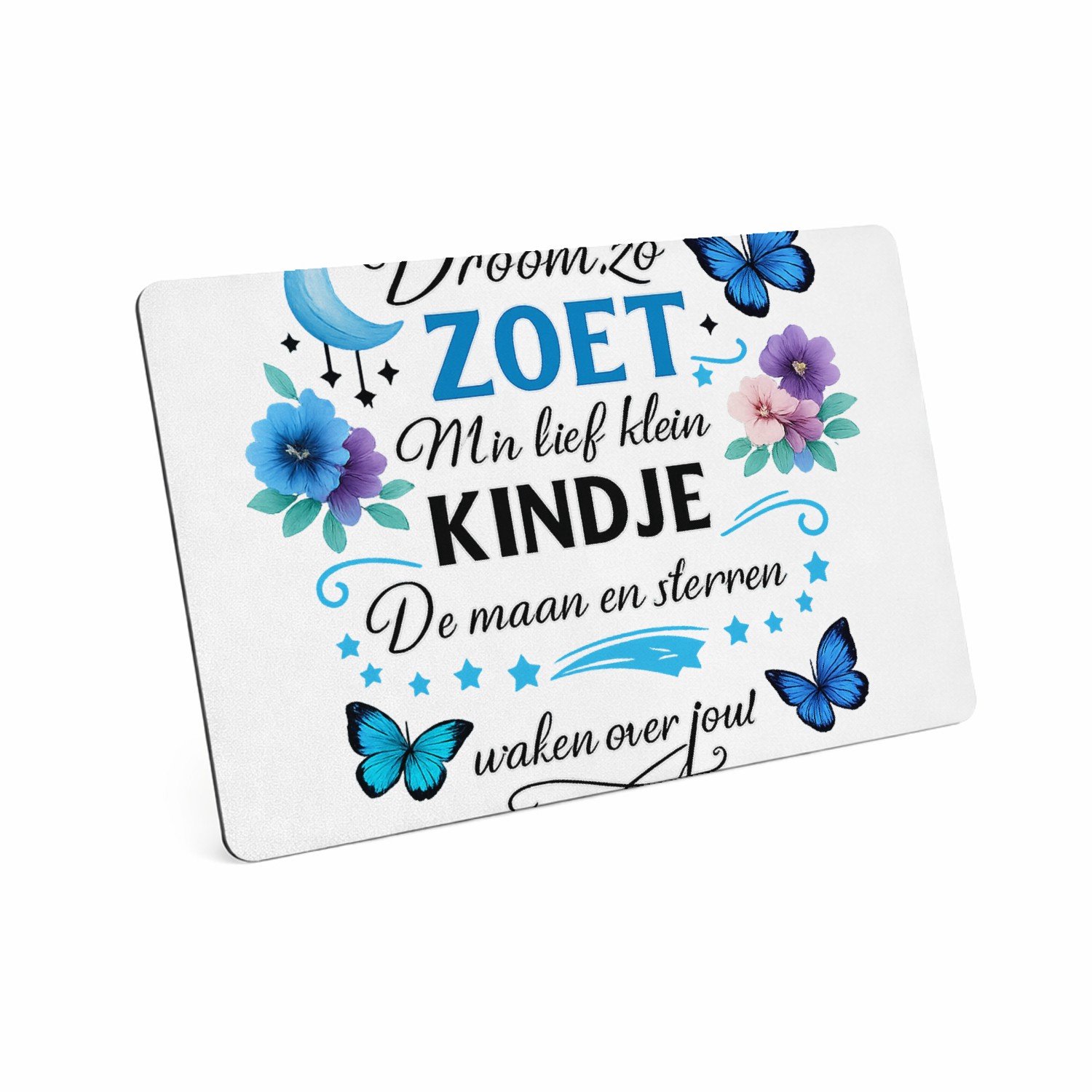 Mr Cadeautjes MDF magnetische fotolijst 28 x 19 - design Een troostend slaapkamerthema met maan, sterren en een gerus | cadeau Wit