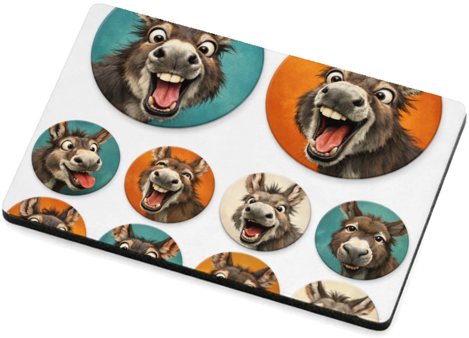 Mr Cadeautjes MDF magnetische fotolijst 7,5 x 5 - design Ronde set met grillige kippen- of hanenkoppen in een speelse | cadeau Wit