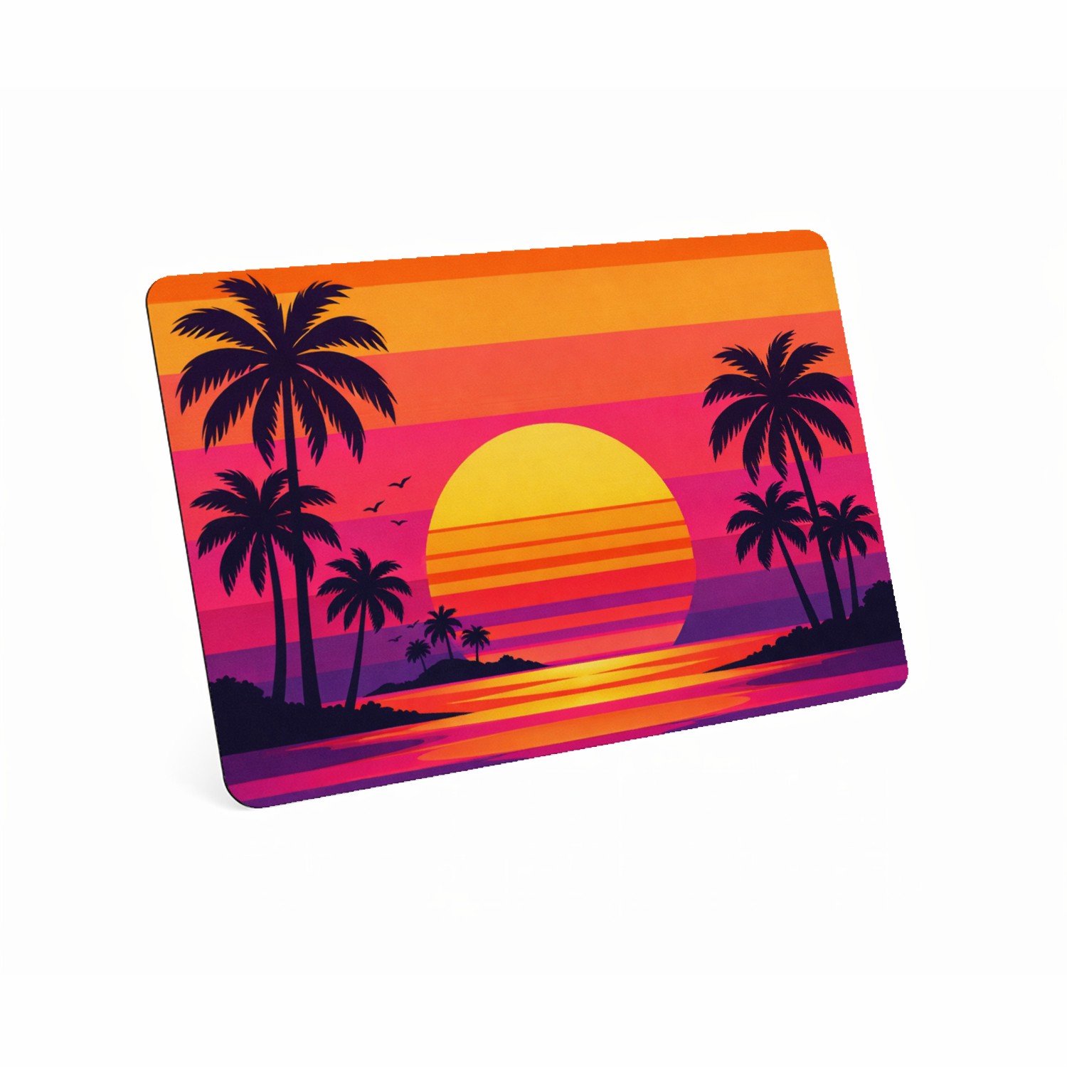 Mr Cadeautjes MDF magnetische fotolijst 28 x 19 - design Retro zonsondergang met palmen | cadeau Wit