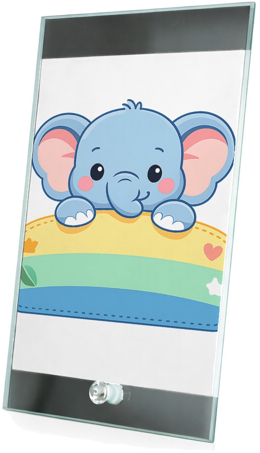 Mr Cadeautjes Glasframe 15 x 23 - design Een vrolijke dier-mascotte die half uit een naamplaatje stee | cadeau Wit