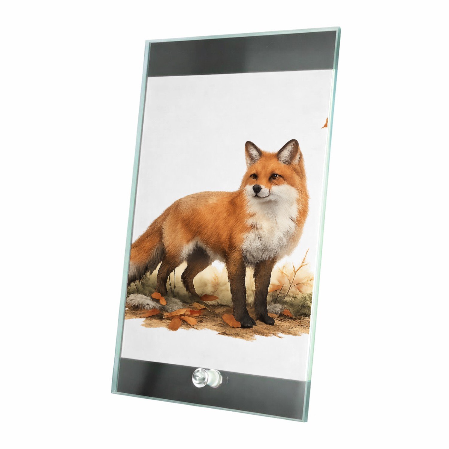 Mr Cadeautjes Glasframe 15 x 23 - design Sfeervolle bosavond met een enkele sterke hoofdfiguur en war | cadeau Wit