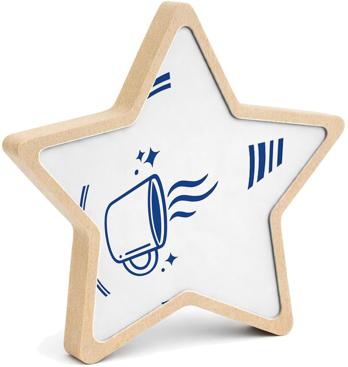 Mr Cadeautjes MDF fotolijst ster 14 x 13,5 - design Klassieke tegel met luchtige ochtendhumor rond koffie en cha | cadeau Wit