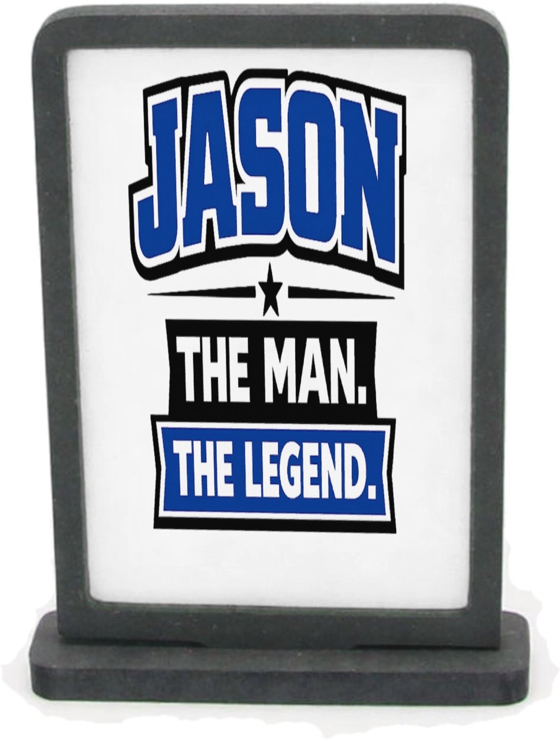 Mr Cadeautjes Houten fotolijst rechthoek met MDF inleg - design Persoonlijke heldenbadge voor een hobby of rol | cadeau Wit