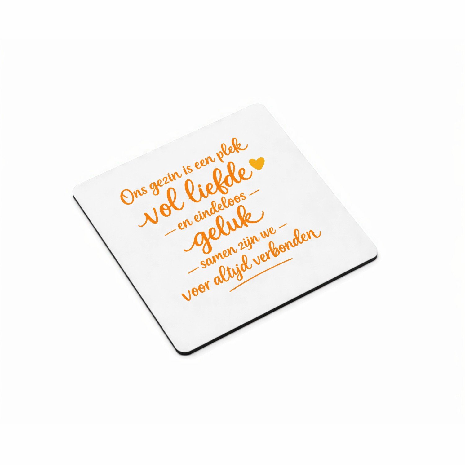 Mr Cadeautjes MDF magnetische fotolijst vierkant 9,5 - design Een warme familie-quote in handgeschreven stijl met een klei | cadeau Wit