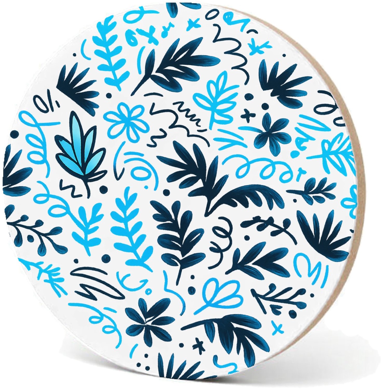 Mr Cadeautjes MDF fotolijst - design Neonlijn-patroon met botanische vormen op zwart | cadeau Wit