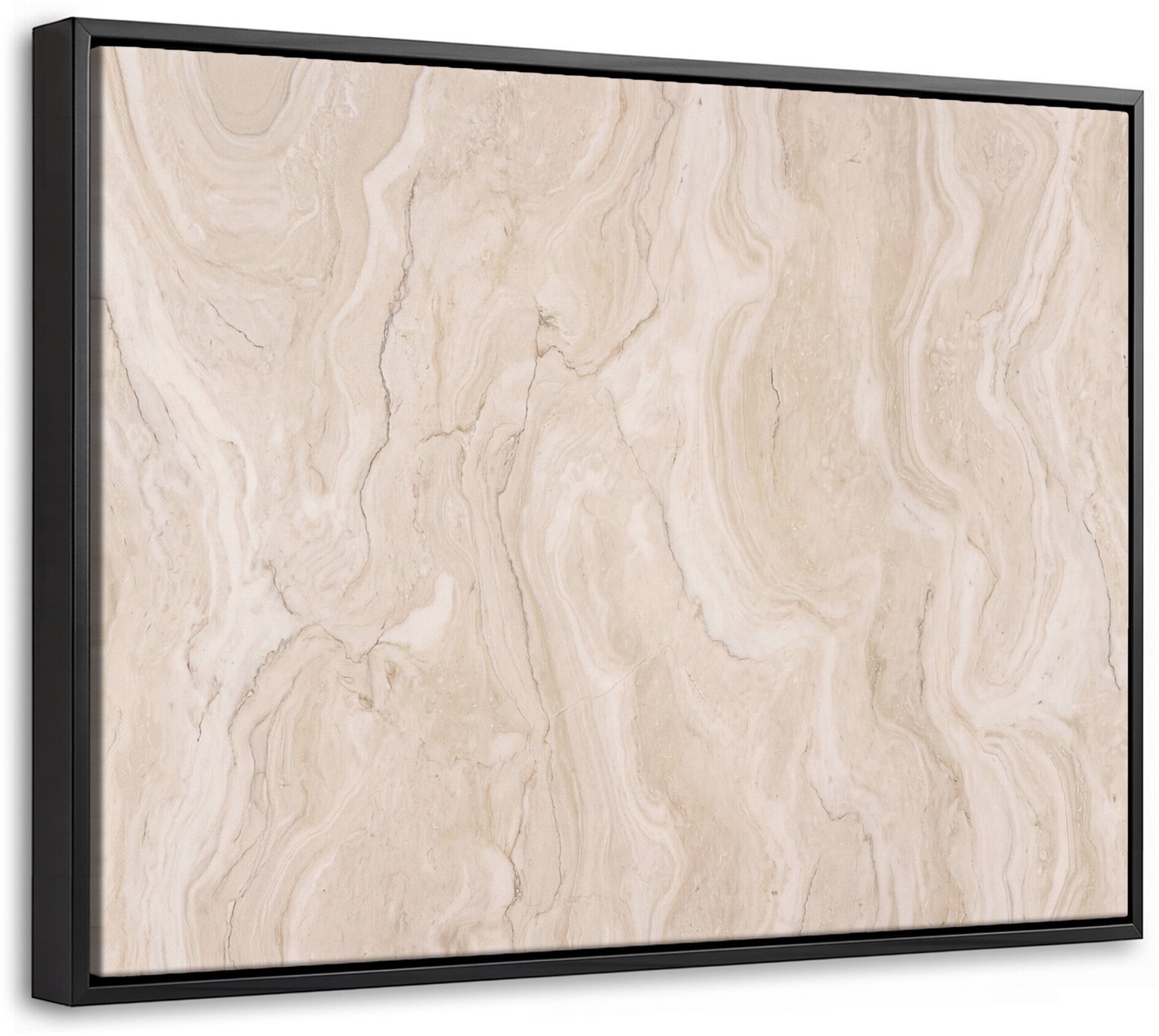 Canvas Schilderij met Baklijst 40x30cm - Marmer - Patroon - Beige - Steen - Abstract - Muurdecoratie woonkamer - Slaapkamer decoratie - Kamer accessoires - Schilderijen op canvas met lijst