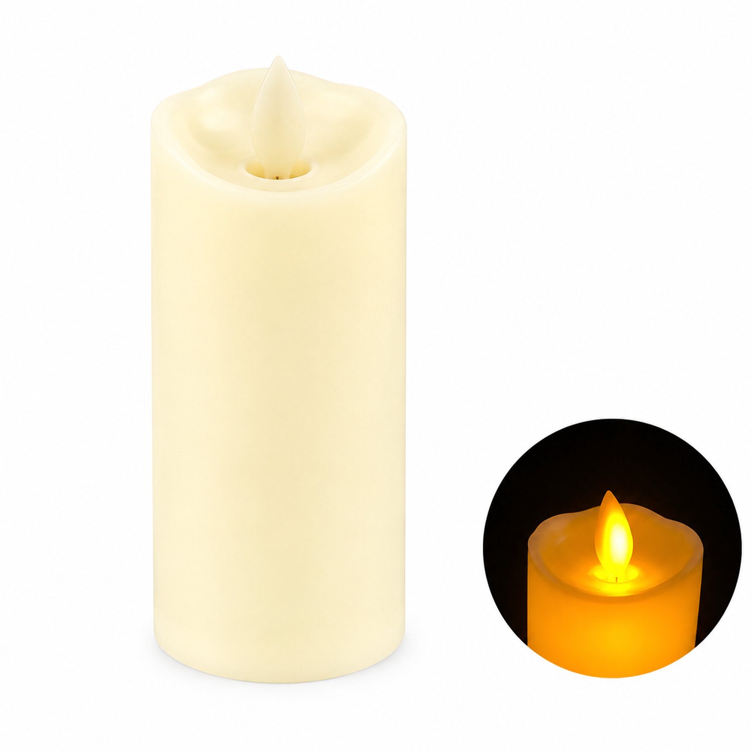 SWGOTA led kaarsen met bewegende vlam - 5 x 15 cm - gladde cilinder met schuine bovenrand - 12 per displaydoos Crème