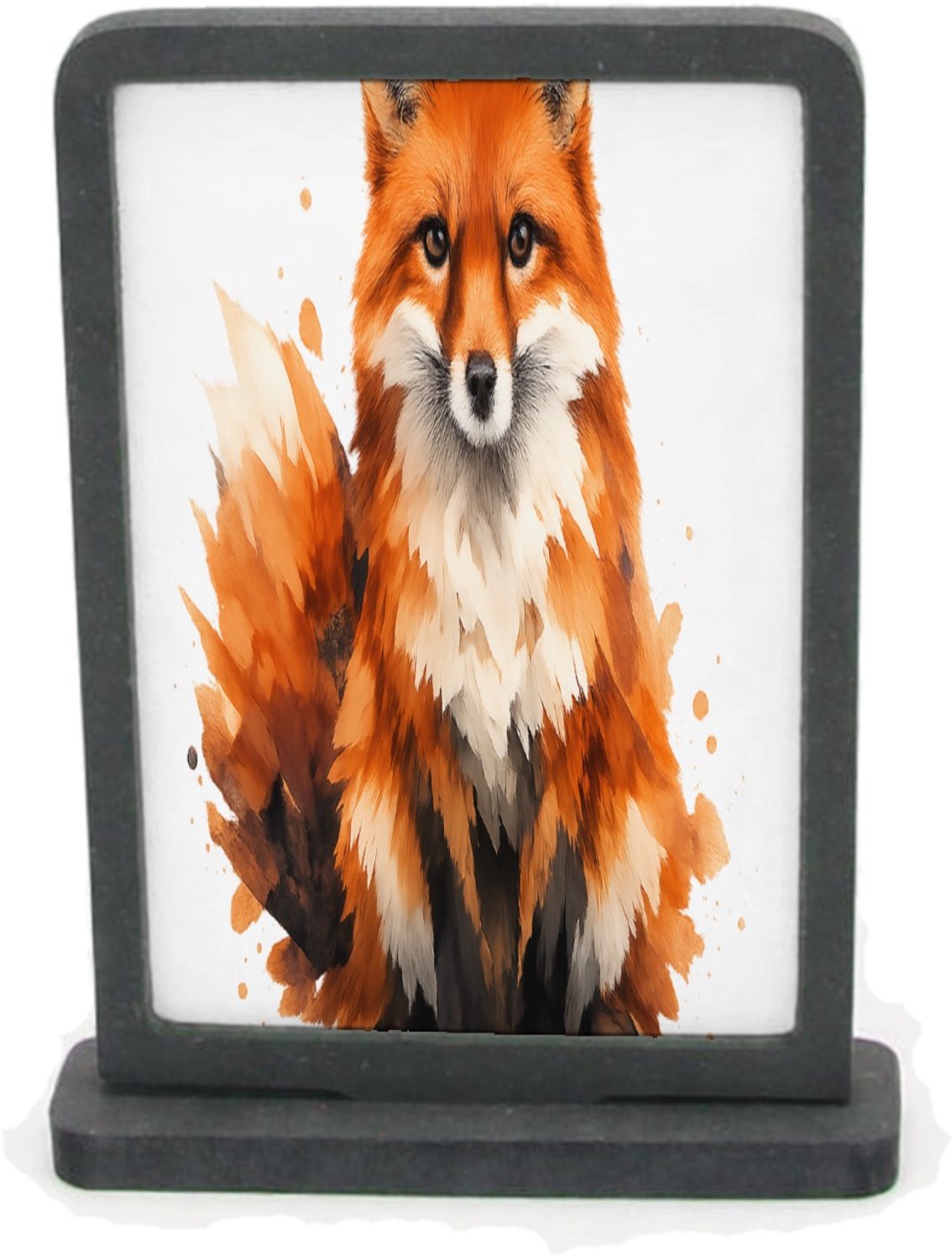 Mr Cadeautjes Houten fotolijst rechthoek met MDF inleg - design Een groot, sfeervol bosdier met verfspatten en veel witruimt | cadeau