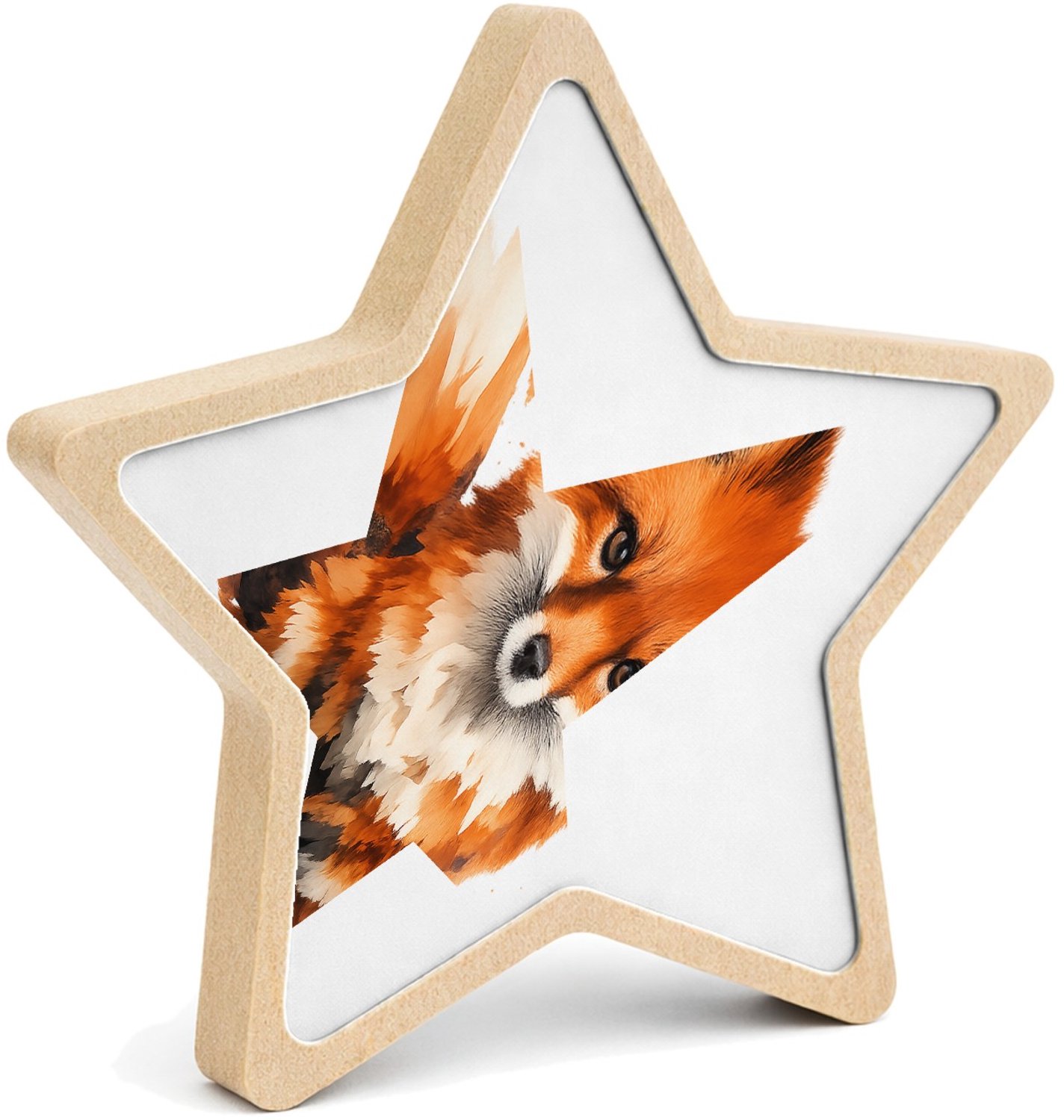 Mr Cadeautjes MDF fotolijst ster 14 x 13,5 - design Een groot, sfeervol bosdier met verfspatten en veel witruimt | cadeau