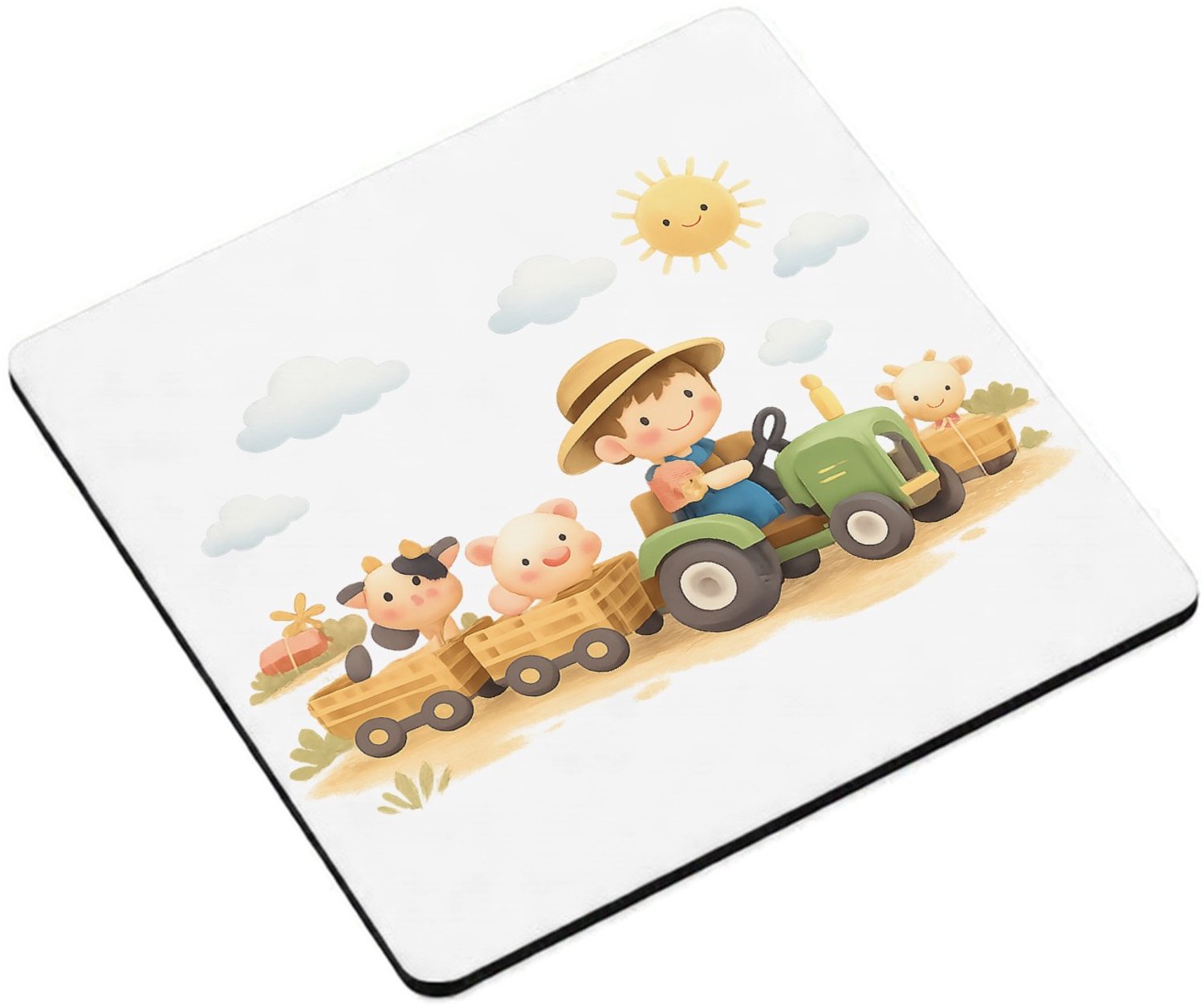 Mr Cadeautjes MDF magnetische fotolijst vierkant 9,5 - design Drie panelen met een zachte dierlijke reis door de seizoenen | cadeau Wit