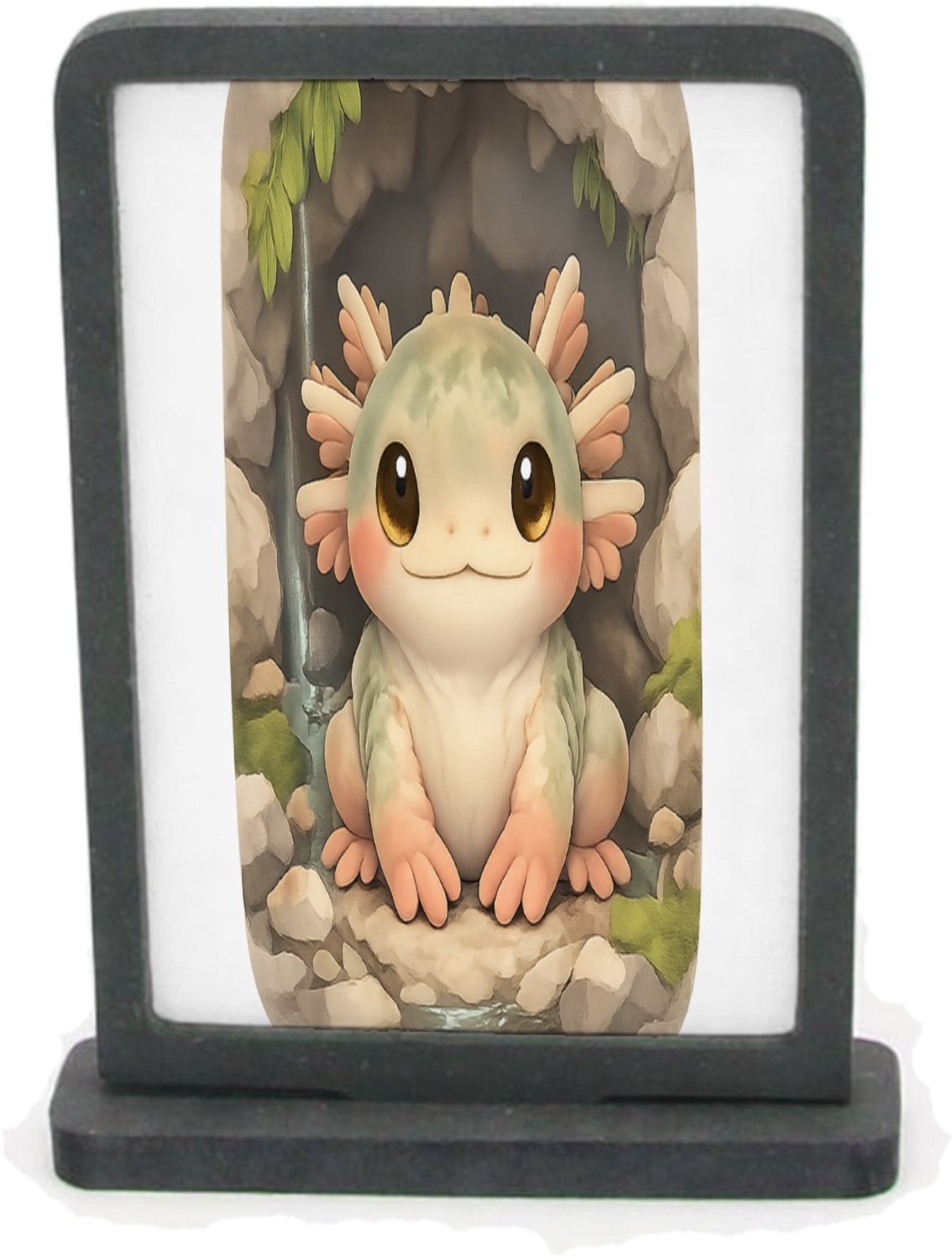 Mr Cadeautjes Houten fotolijst rechthoek met MDF inleg - design Een compact, schattig portret van een mini-forest creature i | cadeau Wit