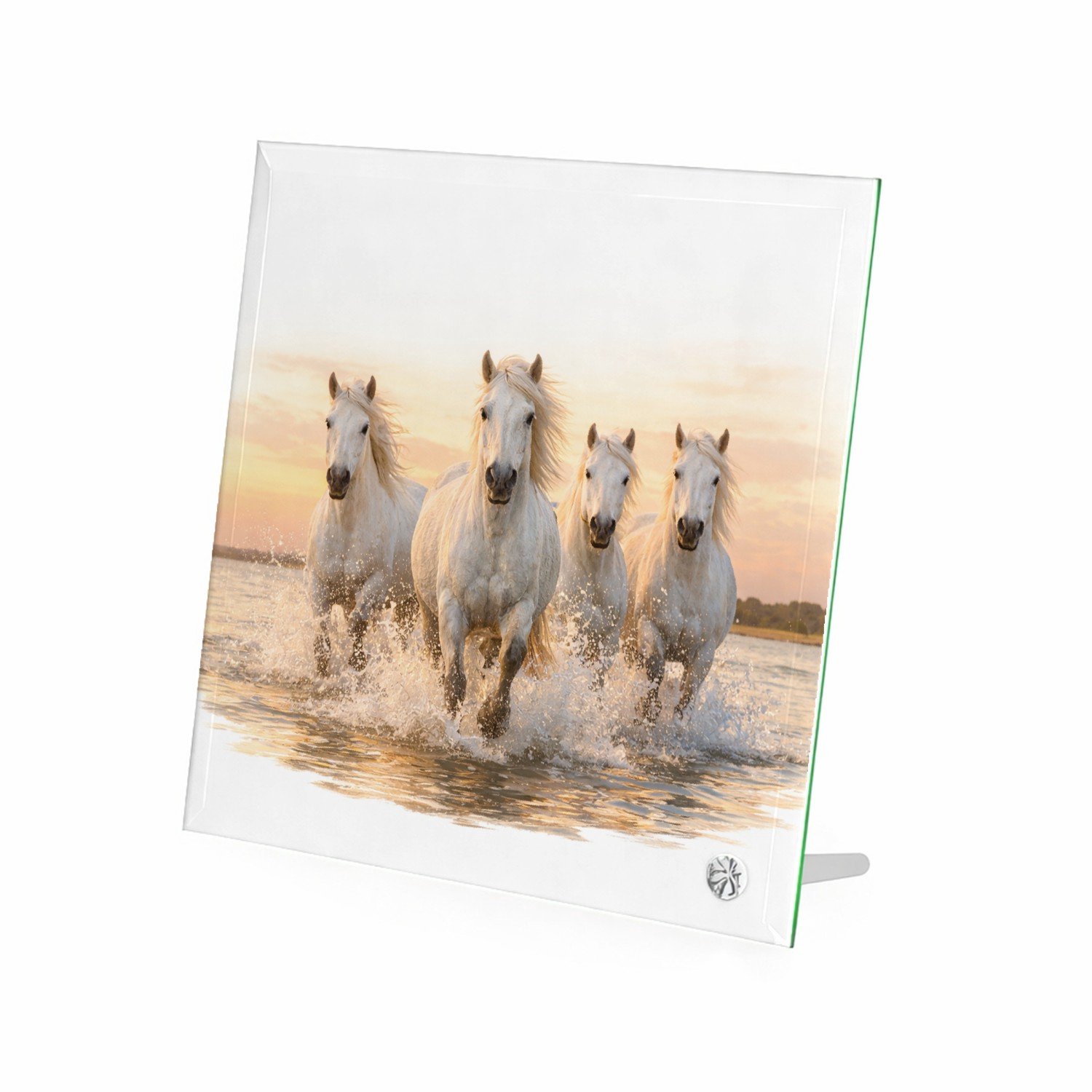 Mr Cadeautjes Glasframe 20 x 20 - design Een dynamische natuurscène met een enkele centrale hoofdfigu | cadeau Wit