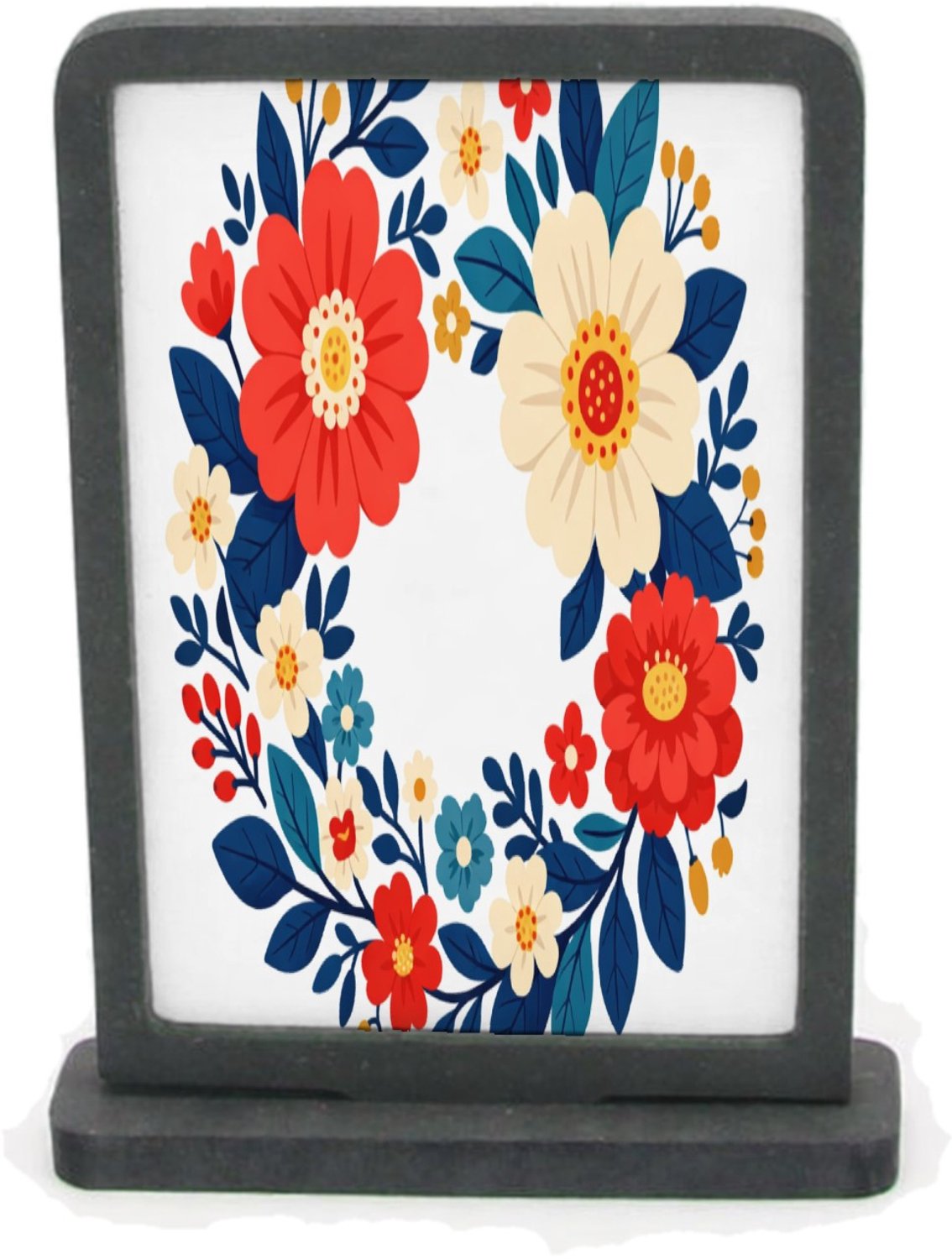 Mr Cadeautjes Houten fotolijst rechthoek met MDF inleg - design Een nieuwe retro-cadeauprint met een botanische rand en een | cadeau Wit