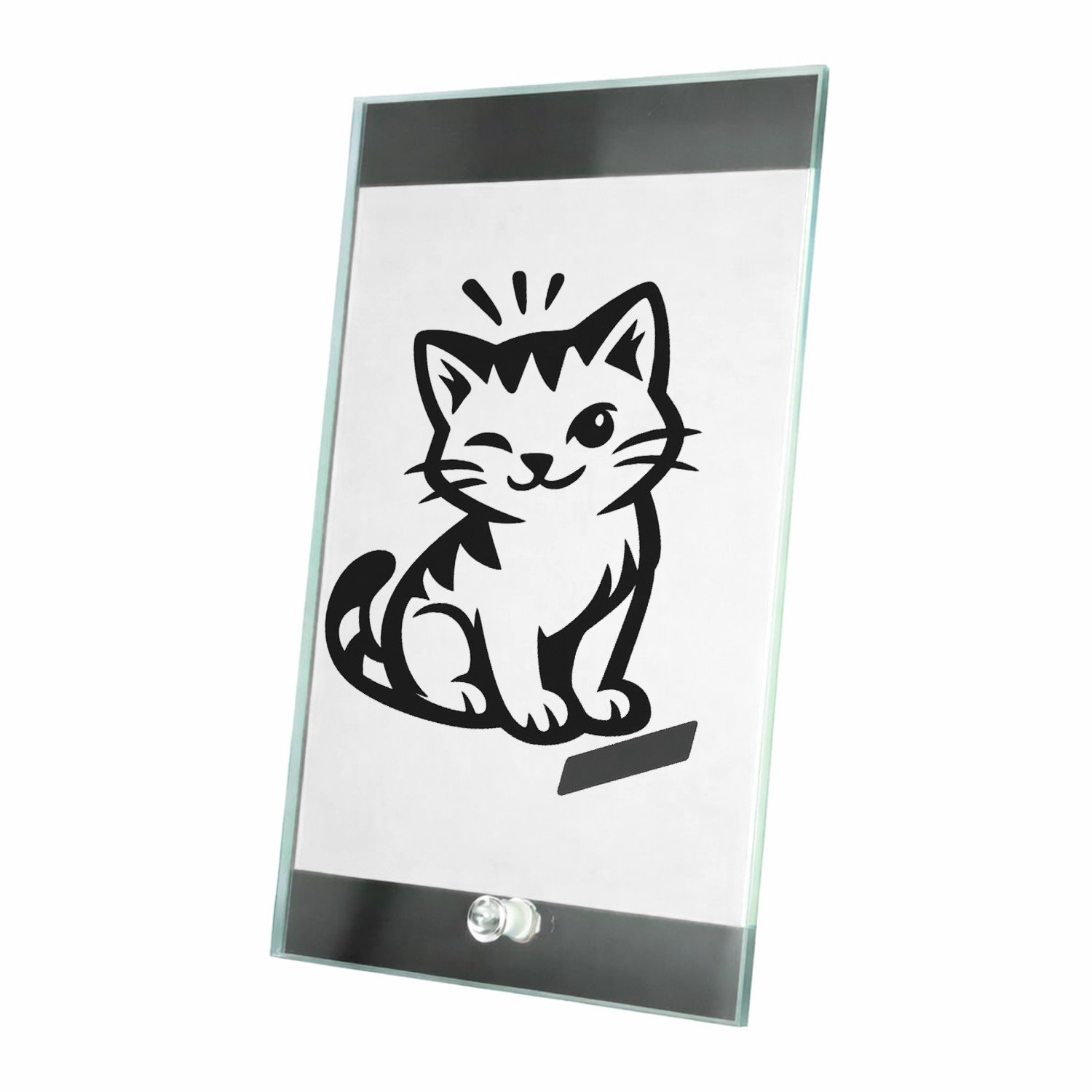 Mr Cadeautjes Glasframe 15 x 23 - design Een compacte huisdierprint met een vriendelijke kat en een o | cadeau Wit