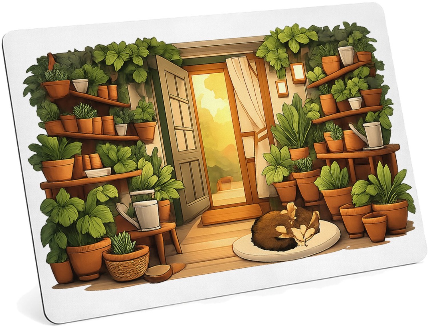 Mr Cadeautjes MDF magnetische fotolijst 28 x 19 - design Een serene nachttuin in een serre met maanlicht en zachte mi | cadeau Wit