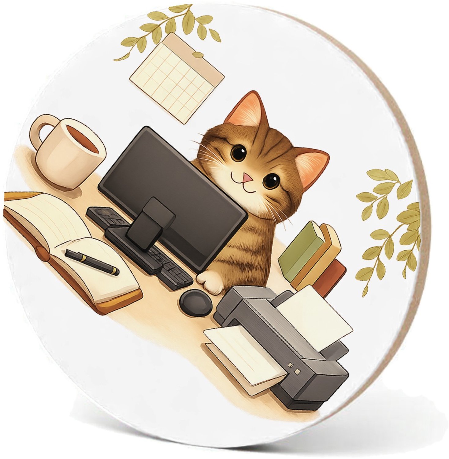 Mr Cadeautjes MDF fotolijst - design Een hond als ‘supportmedewerker’ aan een receptiebalie met e | cadeau Wit
