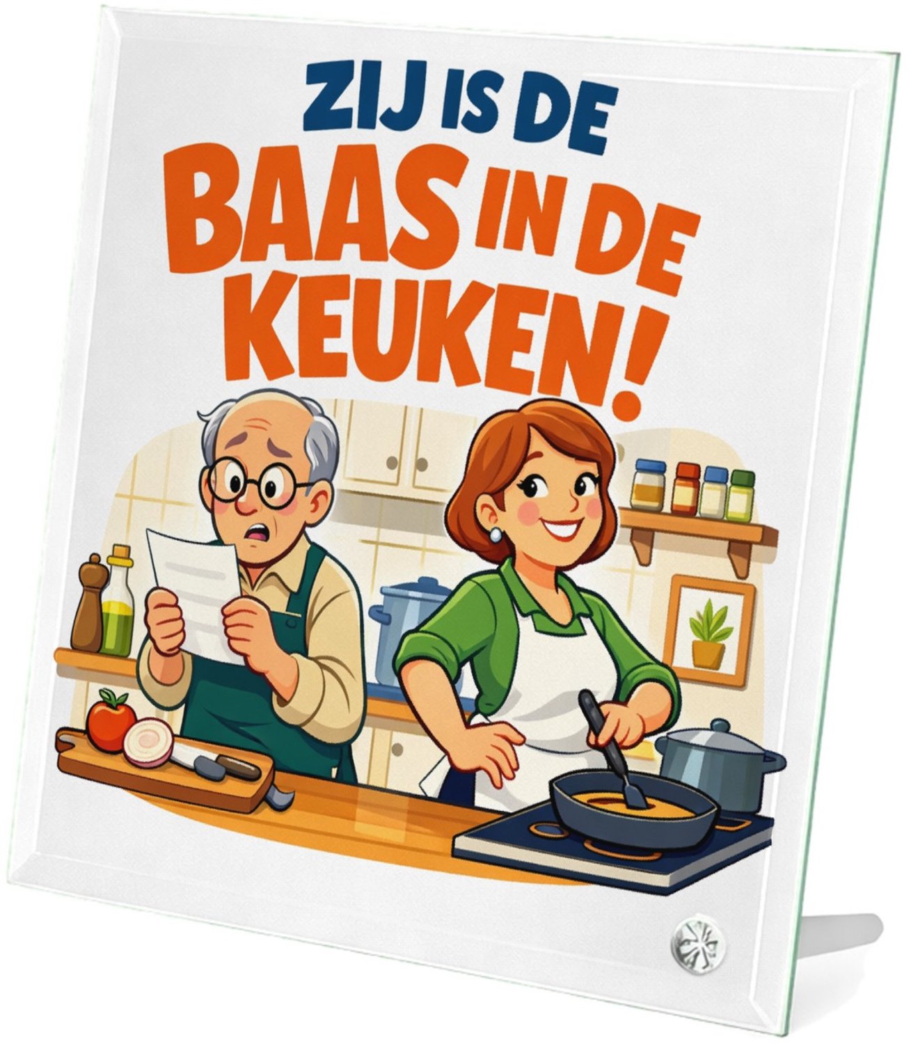 Mr Cadeautjes Glasframe 20 x 20 - design Een speelse partnerschap-grap met een alledaagse rolomkering | cadeau Wit