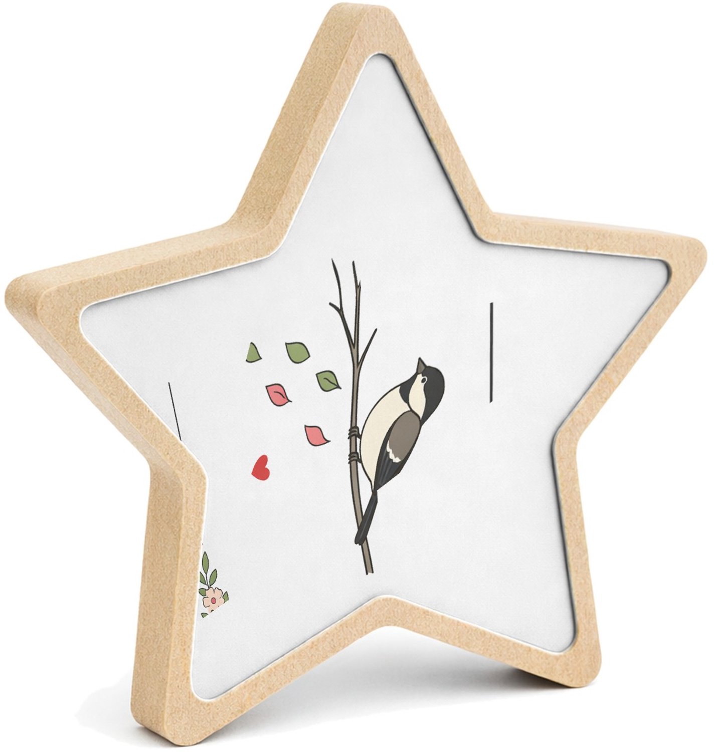 Mr Cadeautjes MDF fotolijst ster 14 x 13,5 - design Een minimalistisch herinneringsontwerp met een stil natuurta | cadeau Wit