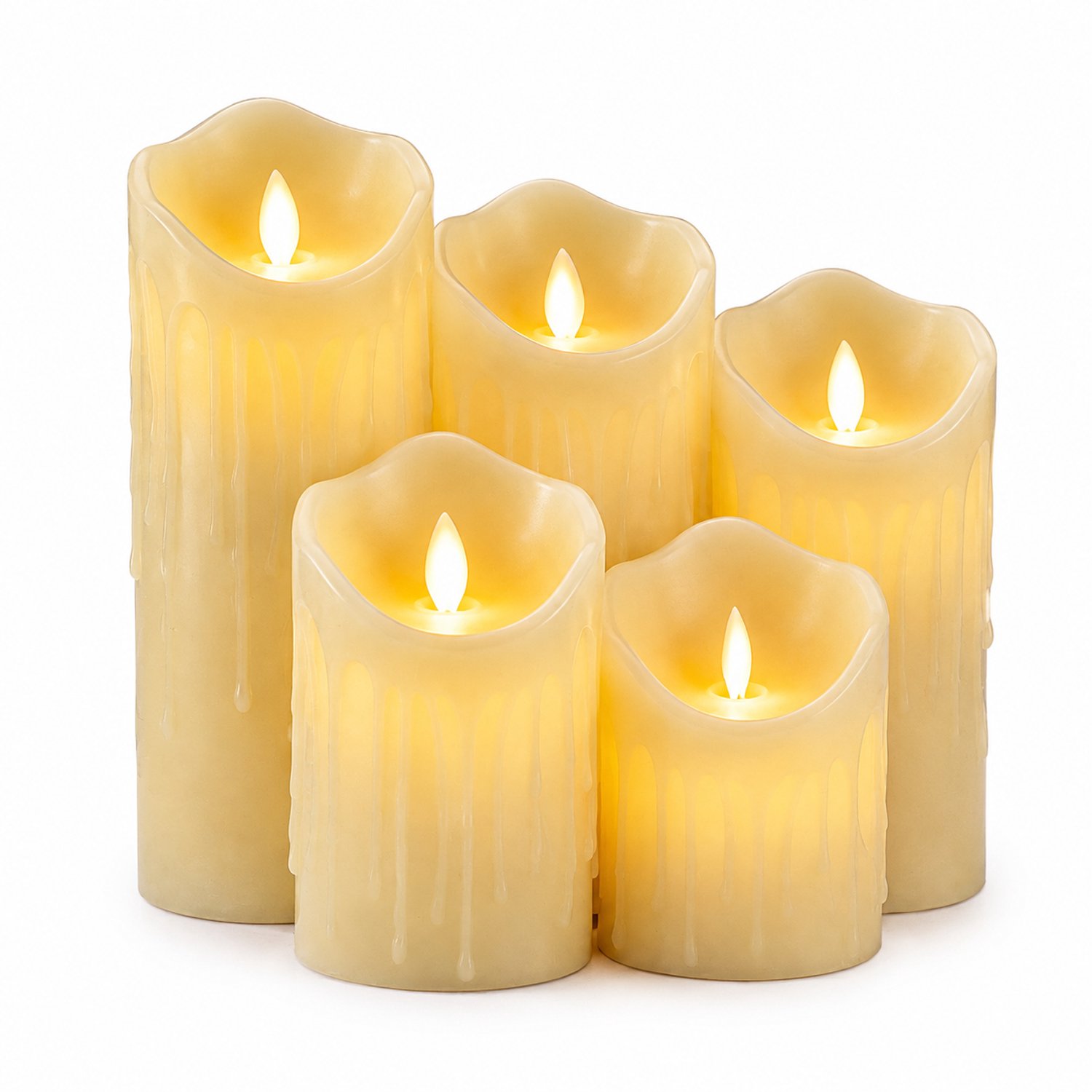 SWGOTA led kaarsen - Decoratieve ledkaars van 7,5 x 17,5 cm met warm licht, schuine rand en druipvorm, van PP Ivoorwit