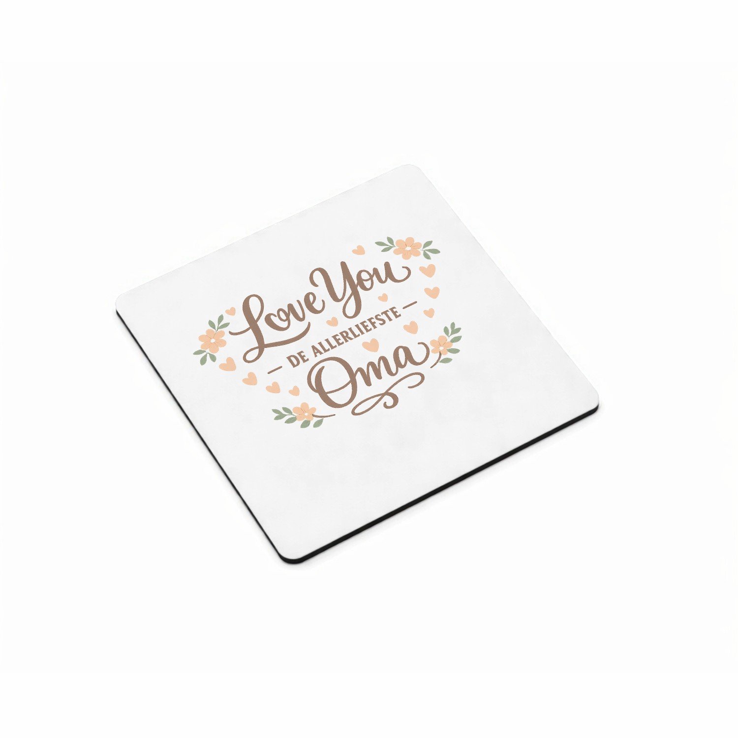Mr Cadeautjes MDF magnetische fotolijst vierkant 9,5 - design Een liefdevolle familieboodschap met zachte bloemaccenten en | cadeau Wit